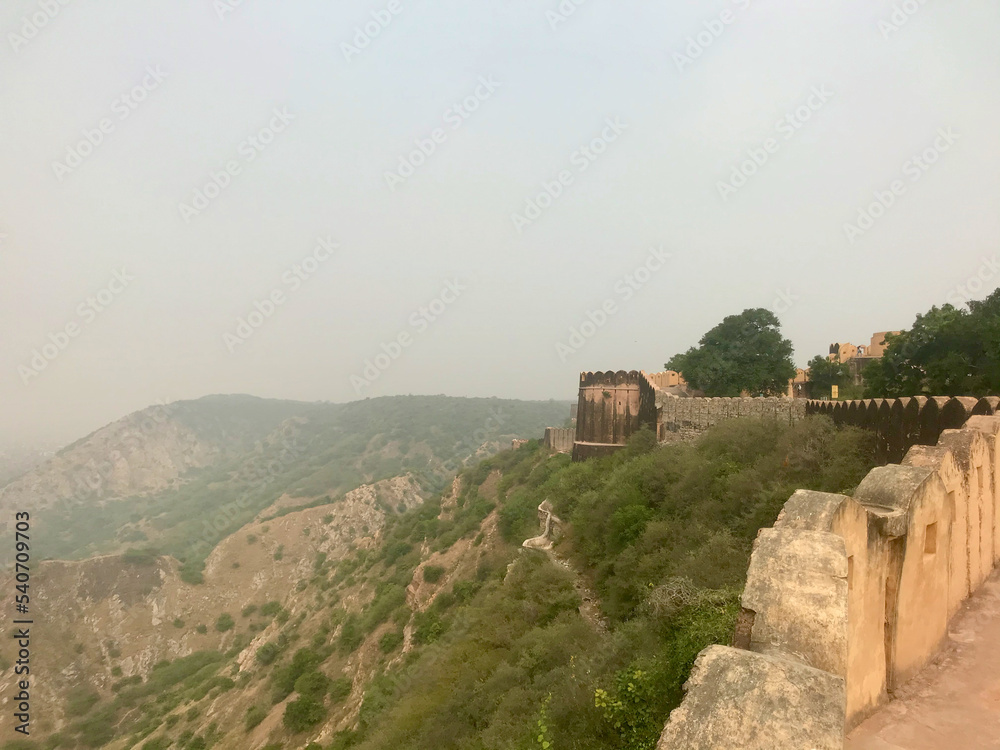 Jaipur, India, November 2019 - A bridge over a hill