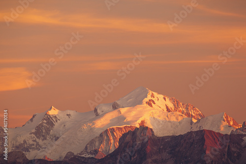 View of Mont Blanc summit from Mont Sal  ve  Haute-Savoie  France