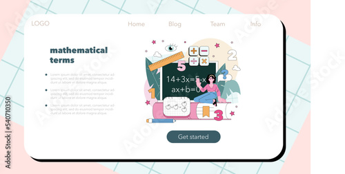 Mathematician web banner or landing page. Mathematician use scientific