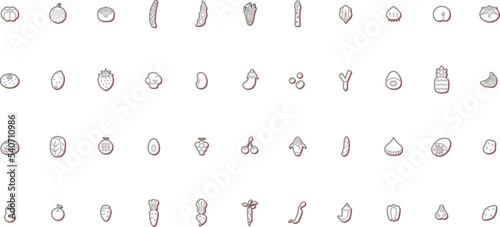 ミニ野菜アイコンセット カラーシャドウ赤