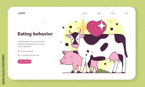 Pig and cow in a pasture. Vegan or vegetarian lifestyle and love