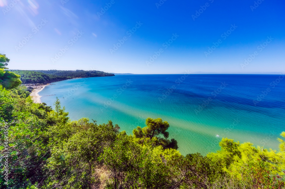 Greece,Central Macedonia,Mediterranean coastline in summer Greece,Central Macedonia,Mediterranean coastline in summer