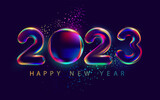 New year 2023. Iridescent lettering design.