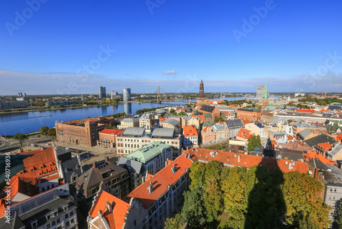 Aerial view of the city Riga , latvia