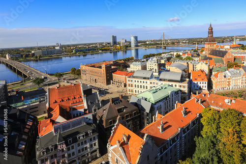 Aerial view of the city Riga , latvia
