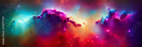 Cosmic panoramic background. Outer space. Vector colorful pixelated illustration.