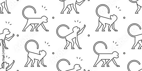 Canvas Print Seamless pattern with Monkeys. isolated on white background