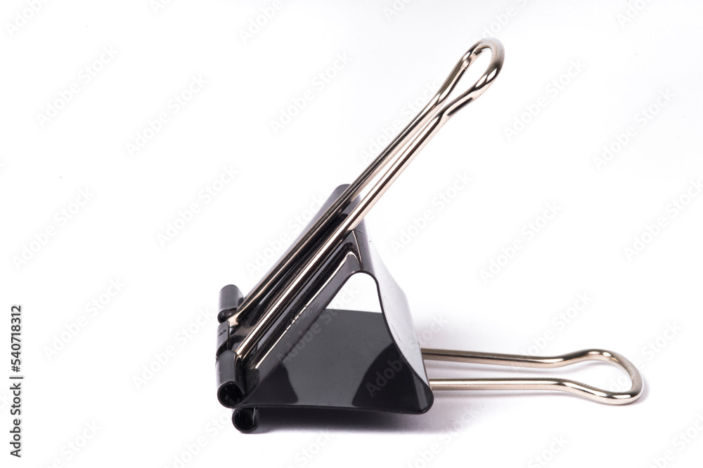 black metal Binder Clips isolated on white background black metal Binder Clips isolated on white background