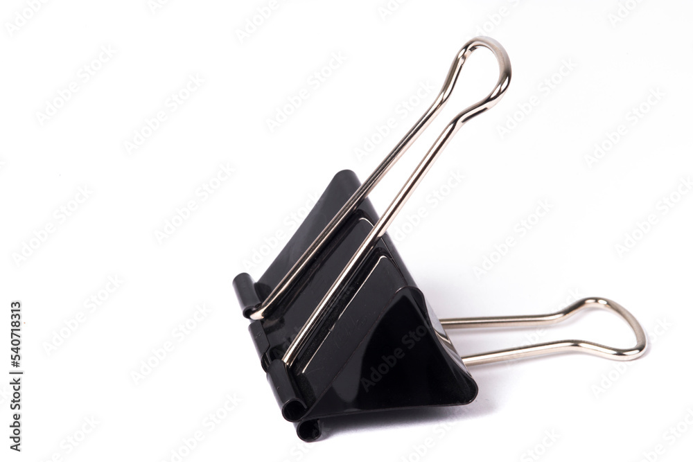 black metal Binder Clips isolated on white background black metal Binder Clips isolated on white background