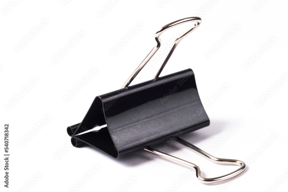 black metal Binder Clips isolated on white background black metal Binder Clips isolated on white background
