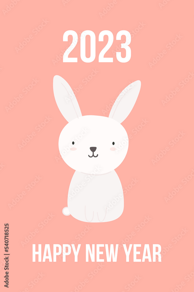 Happy New Year 2023 Greeting Card Poster Banner with rabbit Happy New Year 2023 Greeting Card Poster Banner with rabbit