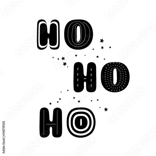 Hand drawn vector calligraphy phrase Ho ho ho isolated on white background. Christmas lettering.