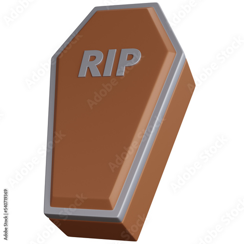 3d rendering closed coffin isolated