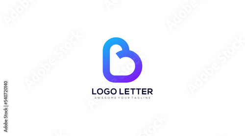 Letter B Love Logo Design Symbol Icon Vector