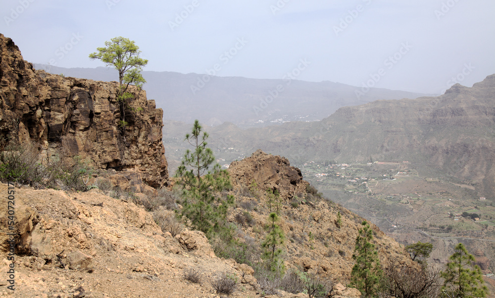 Gran Canaria, landscape of the southern montainous part of the island, hiking route from Cruz Grande to Arteara in 
Pilancones Natural Park 