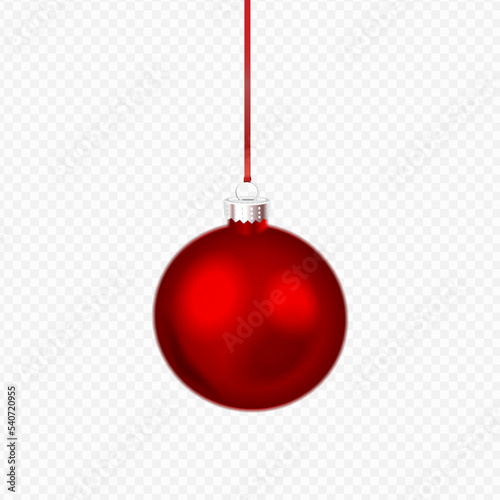 Vector realistic red christmas ornament on transparent background.