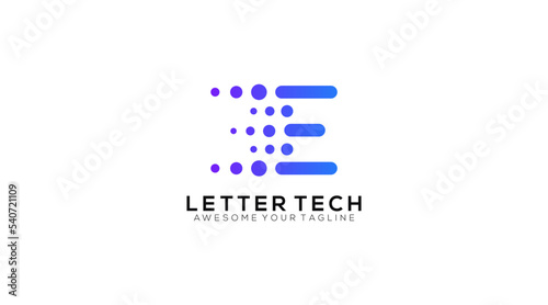 Digital Tech Letter Initial E Logo Design Template 