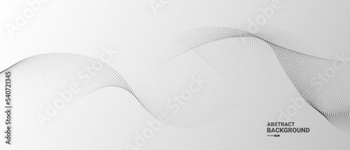 Grey white abstract background with flowing dots particles. Digital future technology concept. vector illustration.
