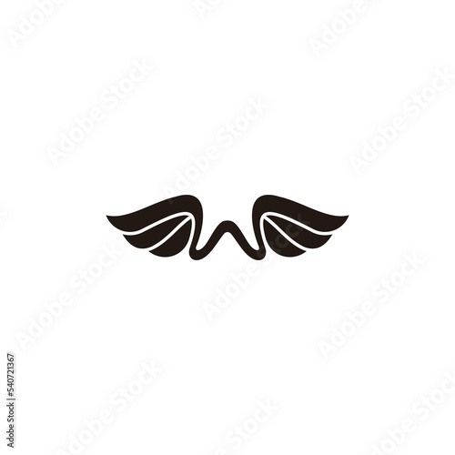 letter w wings imple geometric curves logo vector