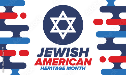 Jewish American Heritage Month. Celebrated annual in May. Jewish American contribution to the history United States. Star of David. Israel symbol. Poster, card, banner and background. Vector