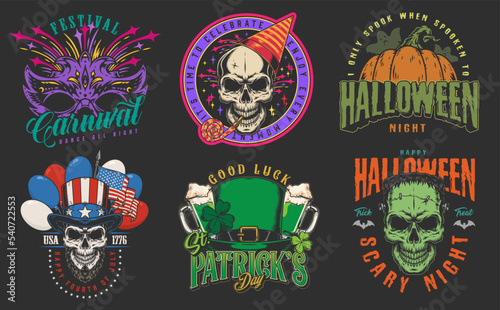 Celebrate Holiday set flyers colorful