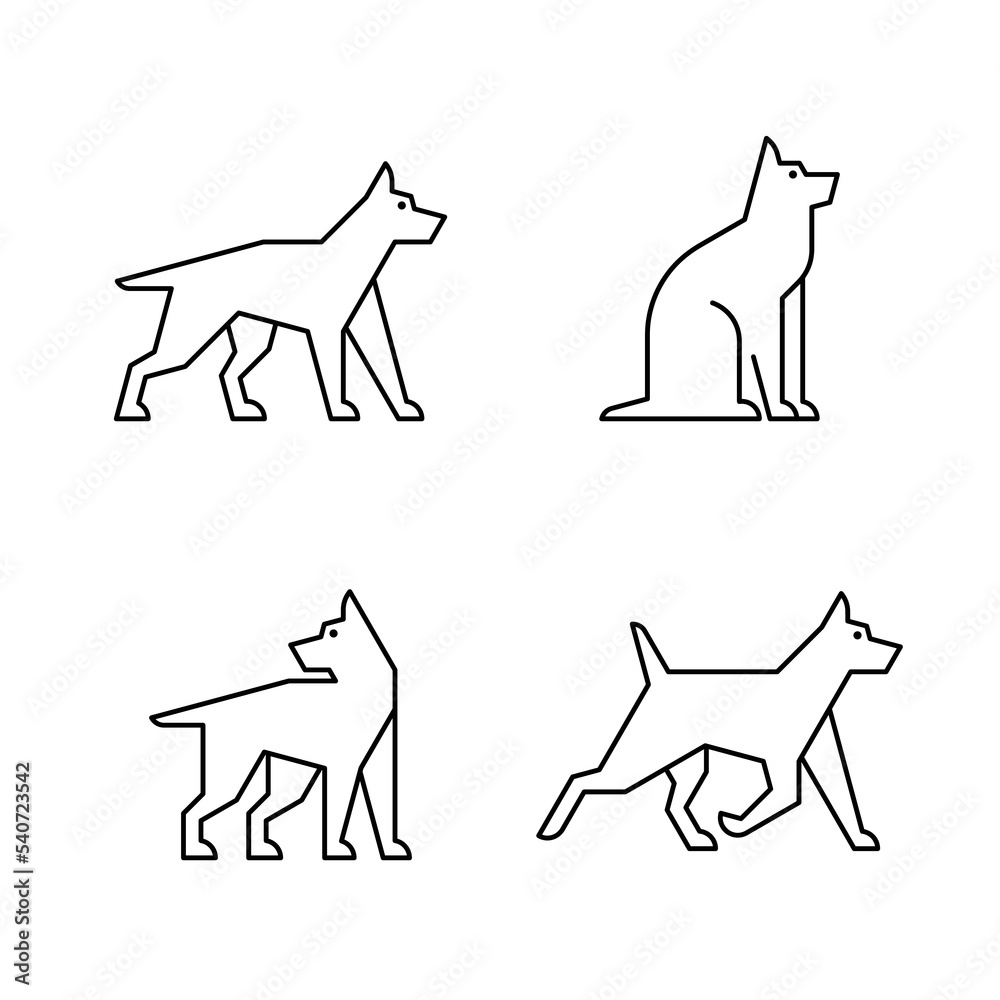 Set of Dog, Dog Logo. Icon design. Template elements
