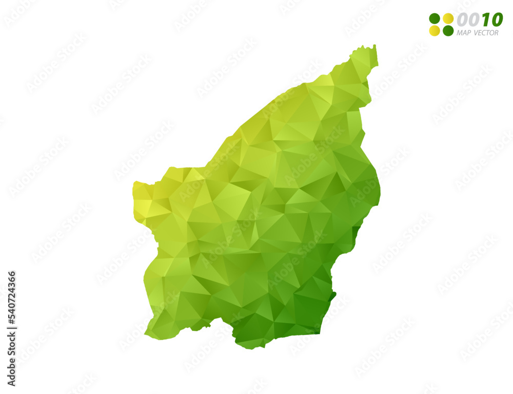 Vector San Marino map green and yellow polygon triangle mosaic with white background. style gradient.