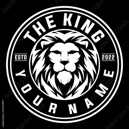 The king's lion head with a long mane in a black and white circle