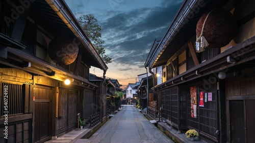 Wallpaper Mural Takayama Gifu Japan time lapse 4K, city skyline night to day timelapse at Takayama old town Sannomachi street Torontodigital.ca