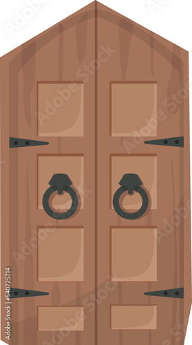 Medieval wooden swing doors illustration