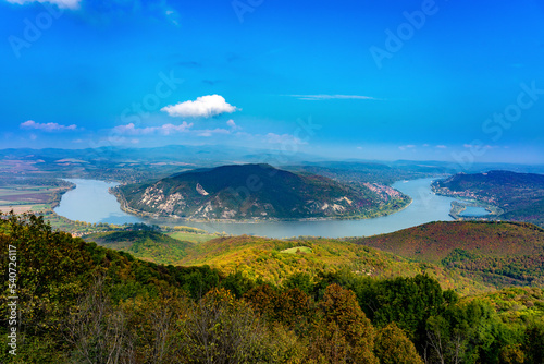 Danube river band from the predikaloszek view point in Hungary with Visegrad and Nagymaros photo