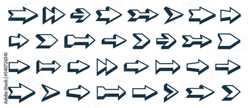 3D vector arrows big set, s...