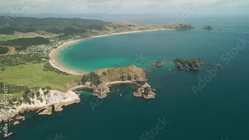 Cinematic flight over Coromandel islands photo