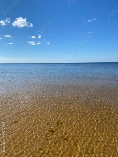 Shallow waters of the Baltic Sea. Blue sky and calm. © Viktoria Rudkovskaya