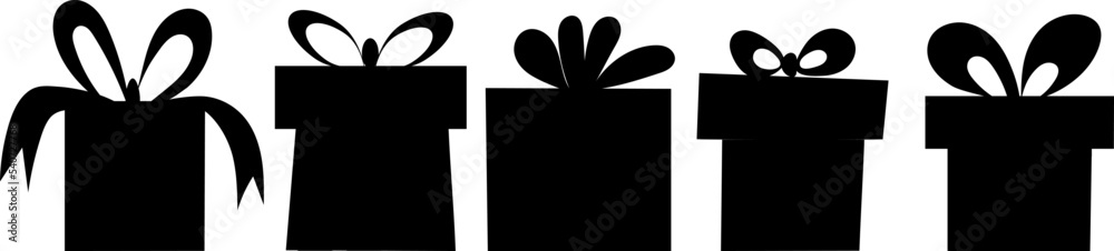 gifts set black silhouette design isolated vector gifts set black silhouette design isolated vector