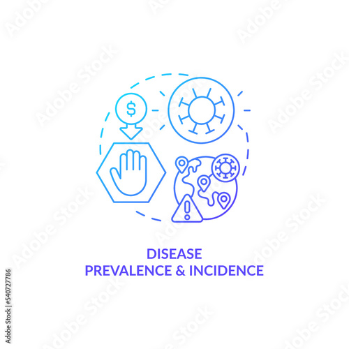 Changes in disease abundance and incidence blue gradient concept icon. Expensive healthcare reason abstract idea thin line illustration. Isolated outline drawing. Myriad Pro-Bold font used photo