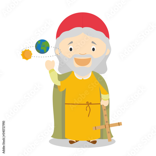 Claudius Ptolemy cartoon character. Vector Illustration. Kids History Collection.