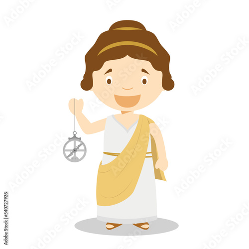 Hypatia of Alexandria cartoon character. Vector Illustration. Kids History Collection.