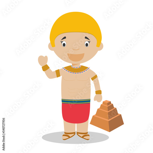 Imhotep cartoon character. Vector Illustration. Kids History Collection.