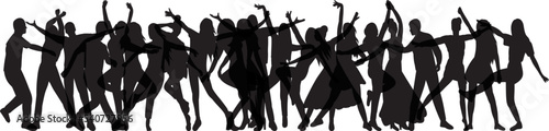 crowd of people rejoicing silhouette design isolated vector
