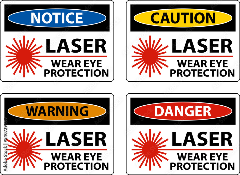 Laser Wear Eye Protection Sign On White Background