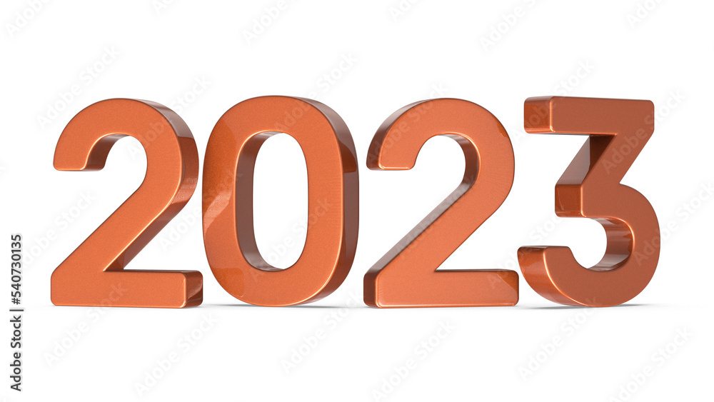Happy new year 2023 gold 3d number element