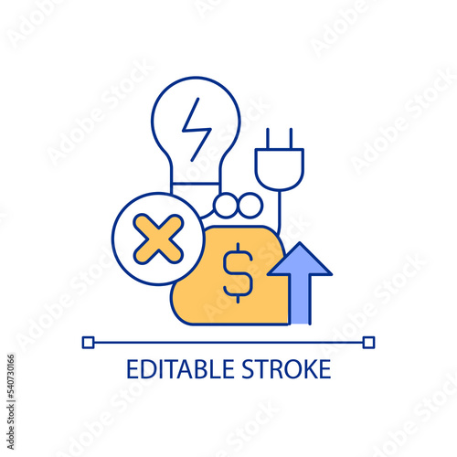 Alternative energy efficiency yellow and blue RGB color icon. Renewable power economy. Sustainable home. Isolated vector illustration. Simple filled line drawing. Editable stroke. Arial font used