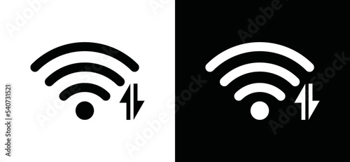 Signal strength icon. Wi-fi or wireless connection sign silhouette. Internet signal symbol illustration. Transfer data with connection signal sign