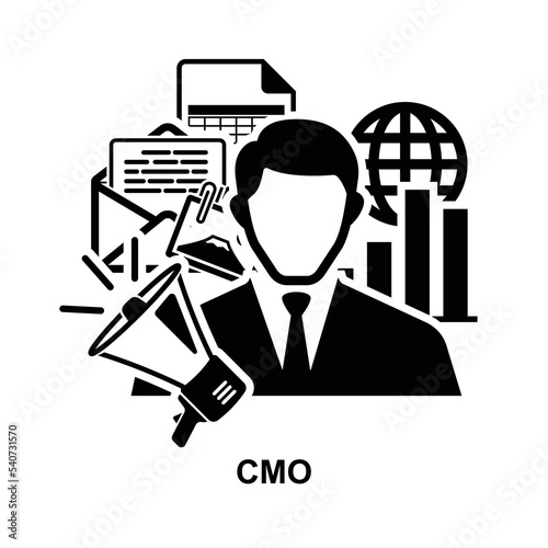 Chief marketing officer icon, CMO icon, business concept background vector illustration.