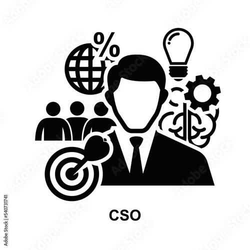 Chief strategy officer icon, CSO icon, business concept background vector illustration.