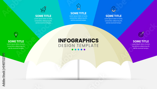 Infographic template. Umbrella with 5 steps and icons
