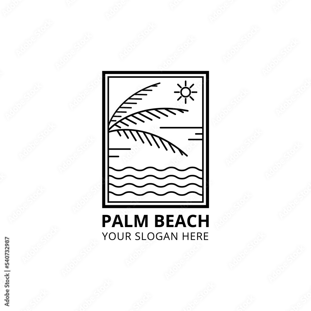 Palm beach line art logo minimalist vector symbol illustration design Palm beach line art logo minimalist vector symbol illustration design