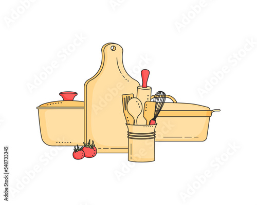 Hand drawn silhouette of kitchenware element. Cooking tool item isolated on white. Doodle style.