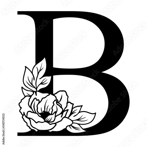 Floral letter B svg, Initial letter B with flower, Monogram alphabet photo